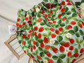 Handmade strawberry fabric Knitting Project Bag, Reversible Drawstring Pouch ideal for sock size projects